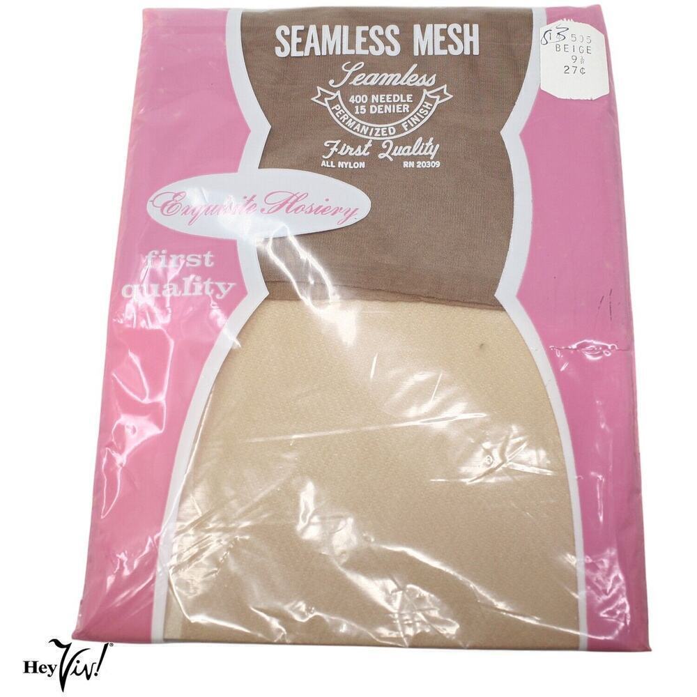 Vintage Nylon Stockings in Package Exquisite Hosiery 1 Pair Beige 9 1/2 -Hey Viv